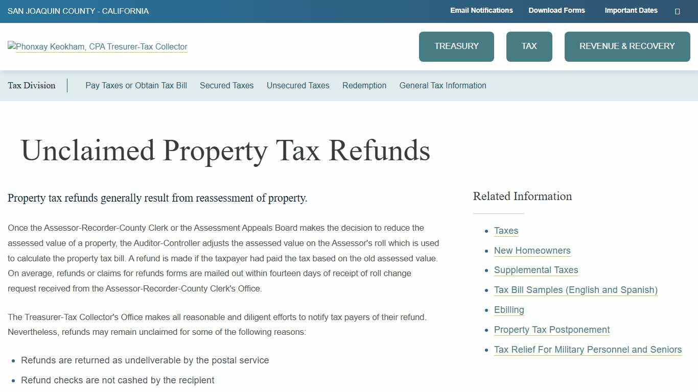 Unclaimed Funds sjgov.org